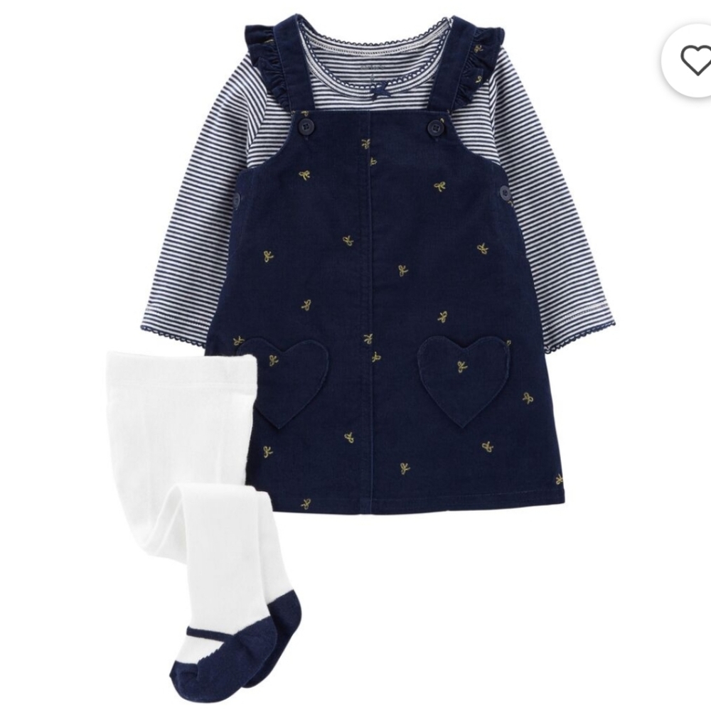 Corduroy dress, with matching shirt and leggings